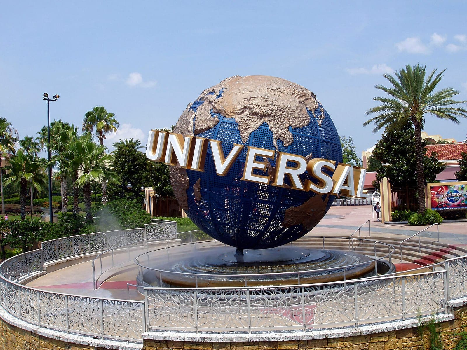 The Universal globe at the entrance to Universal Studios Florida